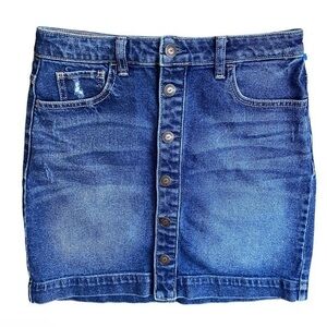 Hollister Junior Medium Wash High Rise Vintage Stretch Skirt Size 5 W27